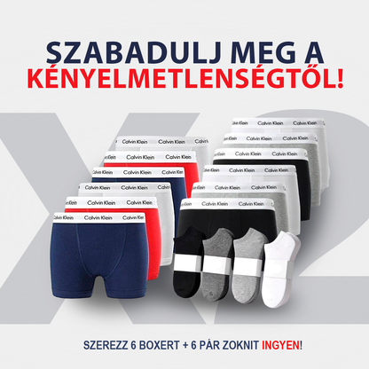 6 Boxeralsó + 6 Pár Zokni CK - INGYEN!